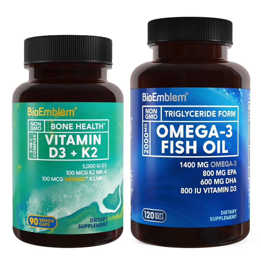 BioEmblem Βιταμίνη D3 K2 Omega-3 ιχθυέλαιο 2000mg