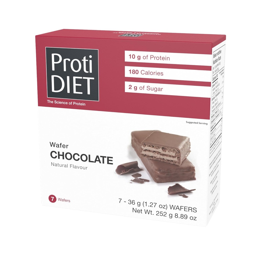 ProtiDIET Chocolate Wafer Protein Bars - High-Protein χαμηλής περιεκτικότητας σε ζάχαρη, όχι Trans Fat Energizing Nutrient-Rich Chocolate Wafers, Perfect On The Go Διατροφικό Σνακ - 7 Wafers πρωτεΐνης ανά κουτί