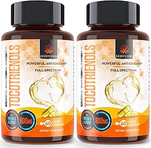 Kroppssund Tocotrienols 800mg Supplement | Rich in Vitamin E Tocotrienols | Cardiovascular, Antioxidant, Cellular Energy Production - 120 Liquid Capsules