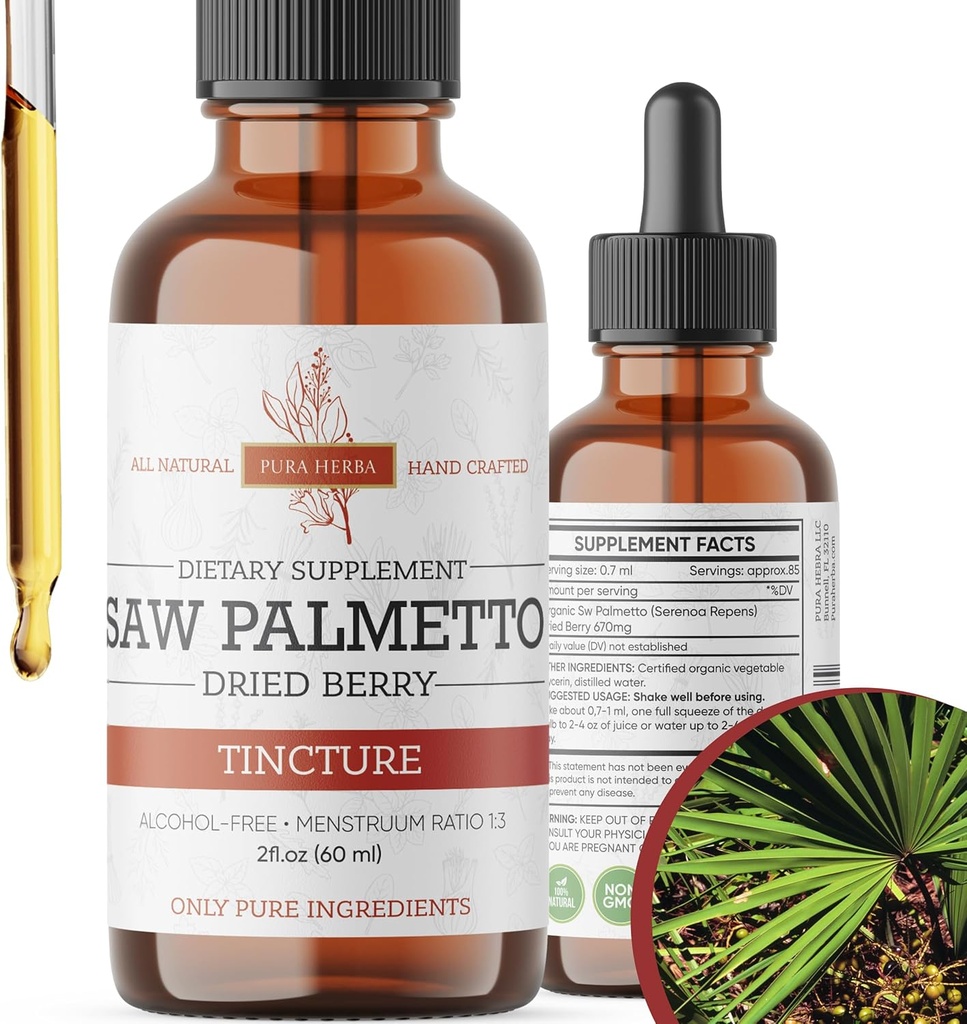 Saw Palmetto Tincture | Premium Alcohol-Free Herbal Extract from Saw Palmetto Berries | Liquid Botanical Supplement | Traditional Herbal Formula | Made in USA - 2 oz (60 ml)