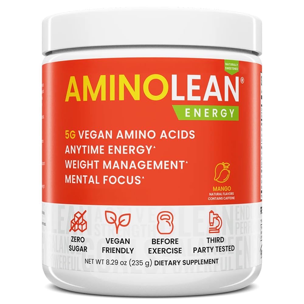 RSP NUTRITION AminoLean Φυσική προ προπόνηση σε σκόνη, Sucralose Free Amino Ενέργεια χωρίς τεχνητές βαφές, Vegan BCAAs και διαχείριση βάρους, Mango, 25 Serv