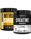 Jacked Factory Nitrosurge Build Pre Workout with Creatine for Muscle Building (30 Servings, Blue Raspberry) & Creatine Monohydrate Powder for Muscle Growth & Recovery (30 Servings, Unflavored)