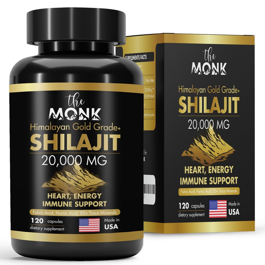 Βιολογικό Shilajit με Fulvic Acid, Humic Acid, 85+ Minerals- Gold Grade Plus - Ίδια με Resin - Energy, Stamina, Brain Support - 120 Caps - Κατασκευασμένο στις ΗΠΑ