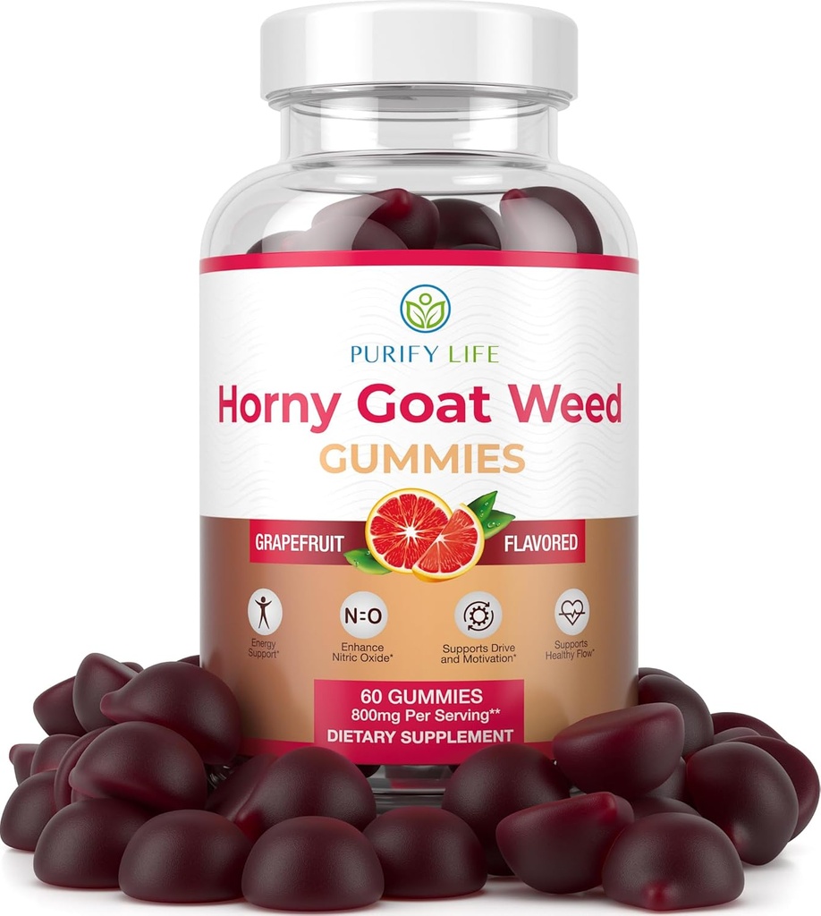 Ισχυρό Horny κατσικίσιο ζιζάνιο για άνδρες και γυναίκες (Max Potency Chews 800mg), Horny Goat εκχύλισμα ζιζανίων Gummies για τη διαχείριση ενέργειας, την απόδοση και την Σταμίνα - Vegan, Gluten-free, Φυσικό άρωμα γκρέιπφρουτ