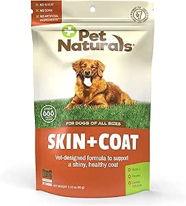 Pet Naturals Skin and Coat for Dogs with Dry, Ichy and Irritated Skin, 30 Chews - Λάδι σολομού, βιταμίνη Ε και έλαιο flax - Χωρίς καλαμπόκι ή σιτάρι - Vet Συνιστάται