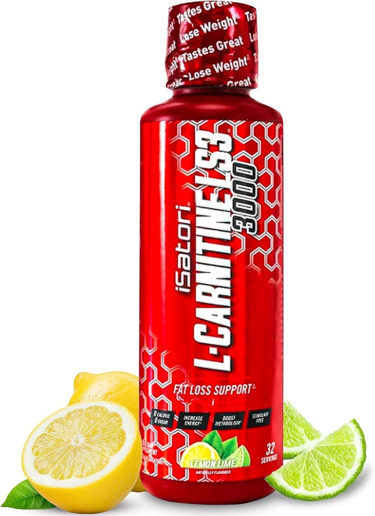 iSatori L-Carnitine LS3 3000, Triple-Blend Liquid L Carnitine Supplement, with Acetyl & Tartrate, Stimulant Free Energy, Low Calories, Sugar or Gluten, Keto-Friendly, Lemon Lime (32 Servings)