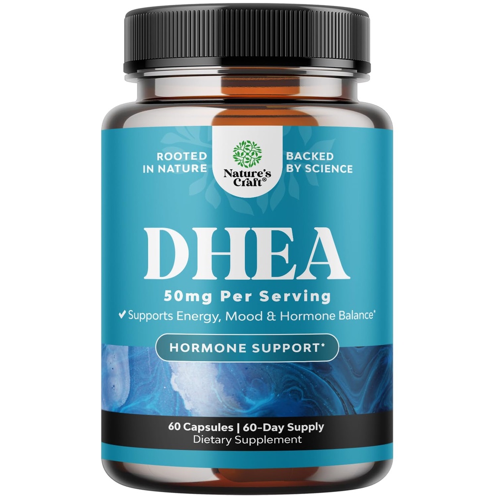 DHEA συμπλήρωμα για γυναίκες & άνδρες - καθαρό DHEA 50mg για ισορροπία ορμονών, βελτιώνει τη σταθερότητα διάθεσης, λειτουργία εγκεφάλου, ανοσοποιητικό σύστημα, ενέργεια & γονιμότητα - κάψουλες Dehydroepiandrosterone για ενήλικες - 60 Ct