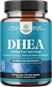 DHEA Supplement for Women & Men - Pure DHEA 50mg for Hormone Balance, Improves Mood Stability, Brain Function, Immune System, Energy & Fertility - Dehydroepiandrosterone Capsules for Adults - 60 Ct