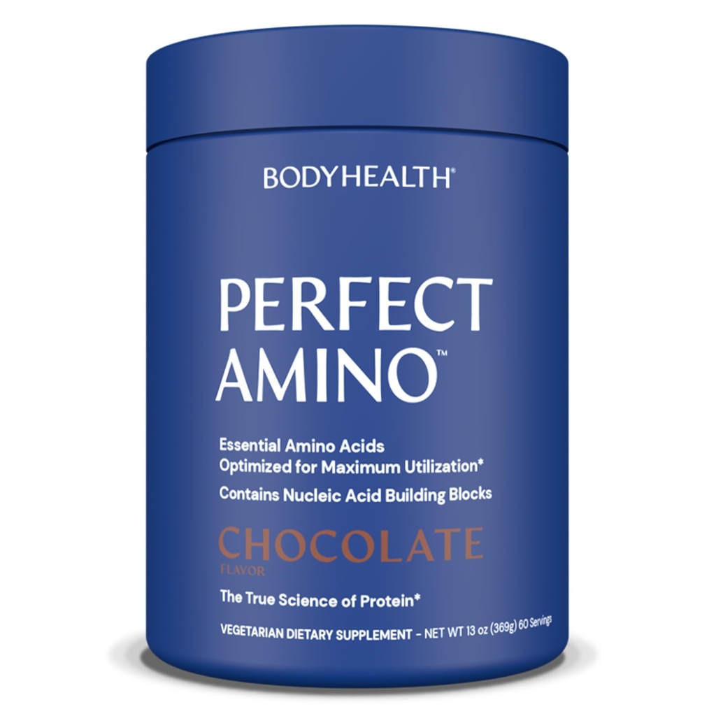 BodyHealth PerfectAmino Powder - BCAA και EAA Σκόνη για την προ και μετά προπόνηση - Amino Acid Energy Drink για άνδρες και γυναίκες για να υποστηρίξει Lean μυών και αποκατάστασης - Σοκολάτα - 60 εξυπηρετούν