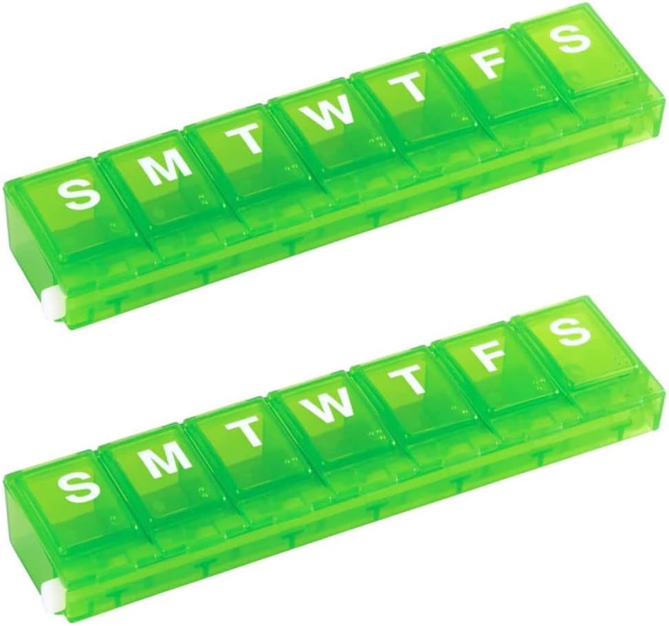 EZY DOSE Εβδομαδιαία (7-Ημέρα) Διοργανωτής χαπιών, Υπόθεση Ιατρικής, Κιβώτιο Βιταμινών, Μικρά Διαμερίσματα Κλειδώματος Ασφαλή Συνταγογράφηση Φαρμακευτική και Πρόληψη Χύσεων, Χρώματα Μπορεί Vary (Μικρό Κλείδωμα - 2 Πακέτο)