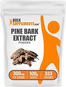 BulkSupplements.com Pine Bark Extract Powder - συμπλήρωμα βοτάνων, Pine Bark Powder - Αντιοξειδωτικά Υποστήριξη, Χωρίς γλουτένη - 300mg ανά Σερβίρισμα, 100g (3.5 oz) (πακέτο του 1)