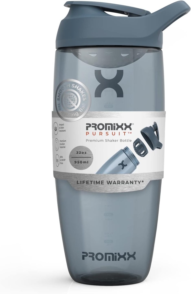 Promixx Pursuit μπουκάλι αναδευτήρα πρωτεΐνης (32 oz) – Silent No-Ball Mixer, Leak-Proof Lid, BPA/BPS & Phthalate-Free ECOZEN – Easy-Clean Shakeer Cup για τα Protein Shakes, Pre & Post-Workout Smoothies