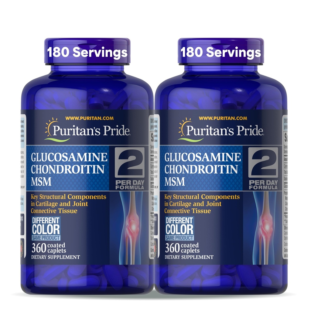 Puritan's Pride Glucosamine Chondroitin MSM Συμπλήρωμα διατροφής για την κοινή υγεία, 360 Καλύμματα