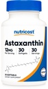 Nutricost Ασταξανθίνη 12mg, 30 Softgels - Μη ΓΤΟ και Χωρίς Γλουτένη