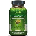 Irwin Naturals Ginkgo Smart Ισχυρός Νοοτροπικός Εγκέφαλος Booster - Υποστηρίζει μέγιστη μνήμη, εστίαση και ψυχική σαφήνεια με DMAE, Clubmoss, Choline & Acetyl L-Καρνιτίνη - 60 Liquid Softgels