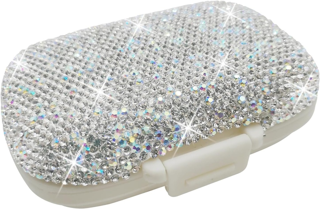 Bling Pill περίπτωση για την Purse Medicine Vitamin Container Holder Pocket Pill περίπτωση Round Medicine Organizer για τη βιταμίνη / Fish Oils / συμπλήρωμα Κιτ Travel Medicine (8 διαμέρισμα ασήμι)