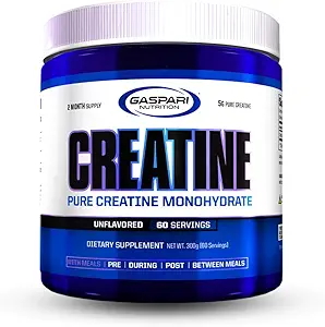 Gaspari Nutrition Pure Creatine Monohydrate, 5g of Pure Creatine, Boost Muscle and Size (Unflavored, 60 Servings)