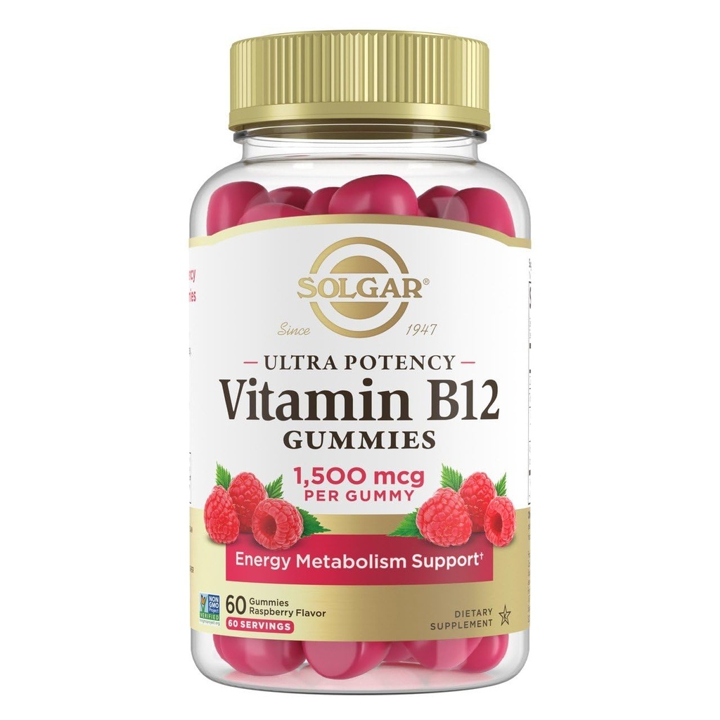 Solgar Methyl B12 Gummies για ενήλικες 1.500mcg Ultra Potency Βιταμίνη για την ενέργεια και τον μεταβολισμό Υποστήριξη, Βατόμουρο Γεύση, Vegan & Gluten-free Gummy για γυναίκες & άνδρες, 2 Μήνες Προμήθεια, 60 Υπηρεσίες, 2g Ζάχαρη