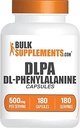 BulkSupplements.com Κάψουλες DL-Φενυλαλανίνης - κάψουλες DLPA, DL-Φενυλαλανίνη 500mg - DLPA Συμπληρώματα, Amino Acid Συμπλήρωμα - Χωρίς γλουτένη, 1 Κάψουλα ανά Σερβίρισμα, 180 Κάψουλες