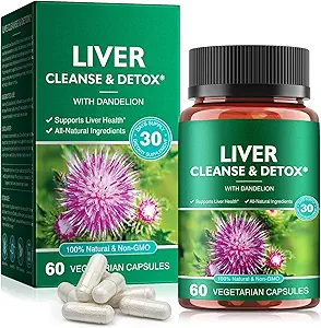 Liver Cleanse Detox & Repair - Health Liver Support Herbal Supplement with Milk Thistle, Burdock, Turmeric Curcumin, Dandelion,and More - 60 Vegan Liquid Phyto-Caps