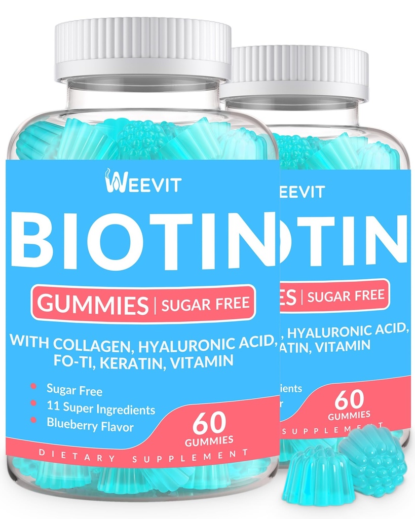 Χωρίς ζάχαρη Biotin Gummies, Biotin και Collagen Gummies με κερατίνη, Hyaluronic Acid for Women & Men 