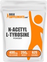 BulkSupplements.com N-Acetyl L-Tyrosine Powder -Συμπλήρωμα Tyrosine, NALT Powder, Amino Acid Supplement - Χωρίς γεύση και γλουτένη, 400mg ανά Σερβίρισμα, 250g (8,8 oz) (Συσκευή του 1)