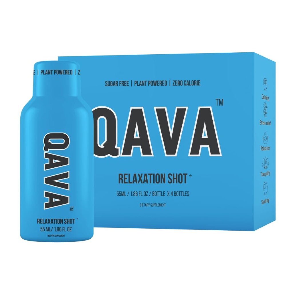 QAVA Relaxation Shots – Κάβα Κάβα - 450MG Kavalactones – Χωρίς ζάχαρη, Zero Calories – 55ml έκαστο - Συσκευασία των 4