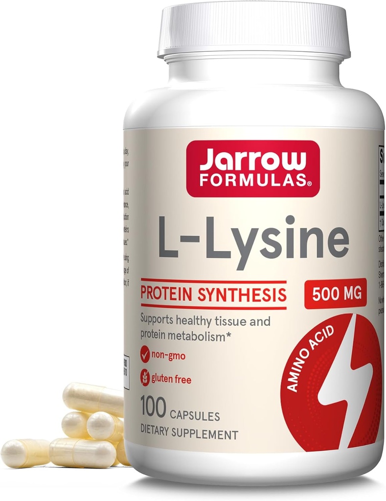 Jarrow Formulas L-Lysine 500 mg, Συμπλήρωμα διατροφής, Amino Acid για τη σύνθεση πρωτεϊνών και Υγιεινή υποστήριξη ιστών, 100 κάψουλες, 100 ημέρες προσφοράς