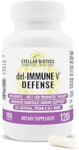 Del-Immune V® Defense by Stellar Biotics, All-Natural Immune Support & Gut Health (+) Άμεση Φροντίδα, Μεταβιοτική: NextGen Προβιοτική Θεραπεία (120 Caps)