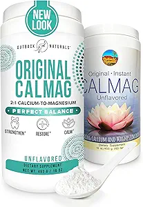 High Absorption 2:1 CalMag Calcium Magnesium Citrate Supplement, Calcium Gluconate Powder, Supports Stress Relief, Sleep & Bone Strength Mineral Drink, Unflavored 16.5 oz (Pack of 1)