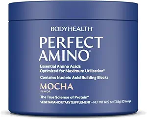 BodyHealth PerfectAmino Powder - BCAA και EAA Powder για προ και μετά την προπόνηση - Amino Acid Energy Drink for Men and Women to Support Lean Muscle and Recovery - Mocha - 30 Services