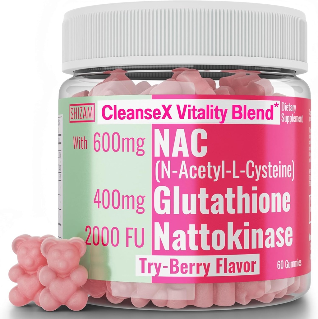 SHIZAM 600mg NAC 2000 FU 100mg Nattokinase & 400mg Μειωμένη L Glutathion gummies, N- Acetyl Cysteine Capsule Pill Liquid Supplements Alt, Organic N Acetylcysteine 1000mg 4000 600 mg