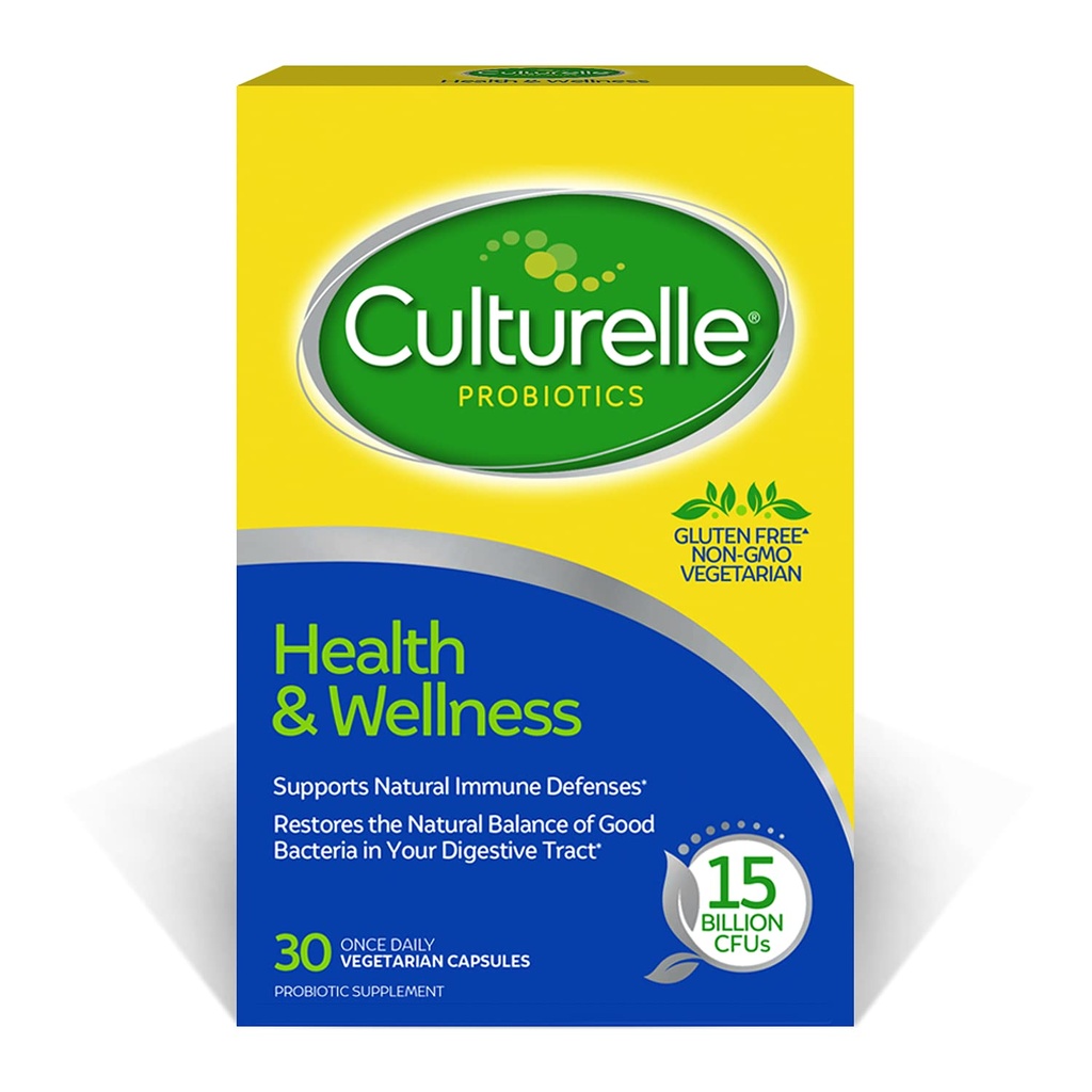 Culturelle Health & Wellness Daily Probiotic for Women & Men - 30 Count - 15 Billion CFUs & A Proven-Effective Probiotic Strain Υποστηρίξτε το ανοσοποιητικό σας σύστημα- Χωρίς γλουτένη, Χωρίς σόγια, Μη ΓΤΟ