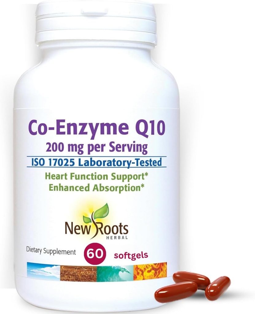 NEW ROOTS HERBAL CoQ10 συμπλήρωμα συνένζυμο Q10 (60 Softgels) 200 mg 