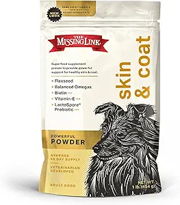 The Missing Link Skin & Coat + Probiotics Supplement 1lb Bag - Ισχυρό Superfood σκόνη για σκύλους Υποστηρίζει υγιή δέρμα & γλειφιτζούρι παλτό, προωθεί την ανάπτυξη των μαλλιών