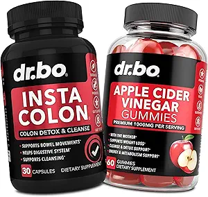 Colon Cleanser Detox & ACV Apple Cider Vinegar Gummies - 15 Day Colon Cleanse Pills Poop Flush & ACV Gummies Supplements - Bowel Movement Supplements for Intestinal Stomach Bloating Gut Support