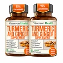 Turmeric Curcumin Supplement with Ginger Root for Joint Support, Digestive & Gut Health - Περιέχει οργανική κουρκουμίνη Turmeric με μαύρο πιπέρι (Bioperine) για ενισχυμένη απορρόφηση - 60 κάψουλες, 2 συσκευασίες