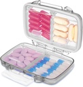 Fullicon Travel Pill Organizer, 4 διαμερίσματα Portable Pill Case, Moisture Proof Μικρό κουτί χάπι με ετικέτες, Travel Pill Case με διπλή κλειδαριά, Pocket Pharmacy για βιταμίνη D3 & Fish Oil (Grey)