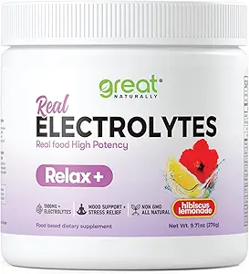 Relax+ Hibiscus Lemonade Calming electrolyte supplement: Hydration & Mood Support for Relaxation, Stress relief, Adrenal & Cortisol support – Glycine, L-Theanine, Lemon balm – USA made