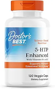 Γιατροί Best 5-HTP Ενισχυμένο με Βιταμίνες B6 & C, Υποστηρίζει Ψυχική & Συναισθηματική Ευδοκία, Μη ΓΤΟ, Χωρίς Γλουτένη, Χωρίς Σόγια, Vegan 120 Veggie Caps