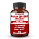 Korean Red Panax Ginseng 750mg Υψηλότερη ισχύς με Ginkgo Biloba και Ashwagandha, Ενισχύστε την ενέργεια, τη μνήμη, και ανοσοποιητικό σύστημα - χάπια συμπλήρωμα εστίασης για άνδρες και γυναίκες, 90 κάψουλες Vegan