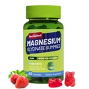 Γλυκινικό μαγνήσιο Gummys 500mg με L-Θρεονικό 300mg - Συμπλήρωμα χωρίς ζάχαρη Μαγνήσιο Κάλιο με βιταμίνη D, B6, CoQ10 - Φράουλα Γεύση - 60 Gummies
