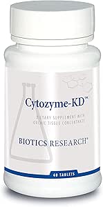 Biotics Research Cytozyme KD Neonatal Kidney, Supports Renal Health, Heart Health, SOD, Catalase, Potent Antioxidant Activity, 60 Tablets