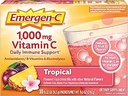 Emergen-C 1000mg Βιταμίνη C σε σκόνη, με Αντιοξειδωτικά, Β Βιταμίνες και Ηλεκτρολυτικά, Βιταμίνη C Συμπληρώματα για την Ανοσολογική Υποστήριξη, Καφεΐνη Δωρεάν Fizzy Mix, Τροπική Γεύση - 30 Count/1 Μήνας Προμήθεια