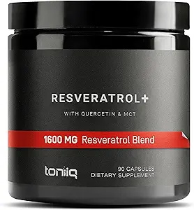 Toniiq 1600mg Resveratrol Blend - Ultra υψηλής καθαρότητας και 3ο μέρος δοκιμαστεί - με MCT Oil για προστιθέμενη βιοδιαθεσιμότητα - Optimal NAD συμπλήρωμα