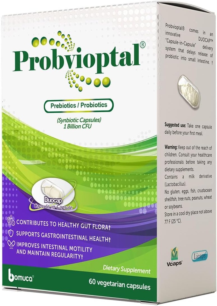 Probvioptal, 60 Κάψουλες (168 Μονάδες), Προβιοτικά & Πρεβιοτικά, Duocap, 1 δις CFU, Χωρίς γλουτένη