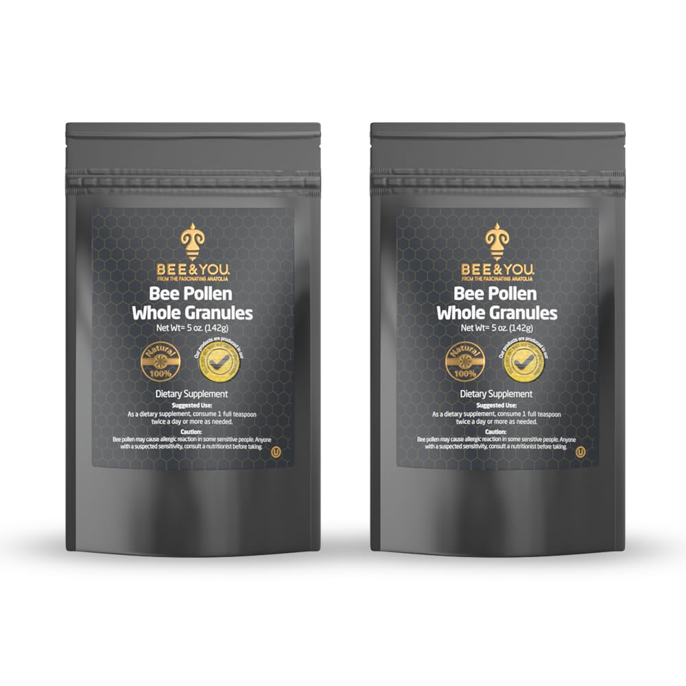 Bee and You - 100% Natural & Raw Bee Pollen Granules, Bee Pollen Supplement, Natural Superfood, Amino Acids, Antioxidants, Enzymes, Vitamin B, Paleo, Keto, Gluten Free, Adults | 5 Oz Pack of 2