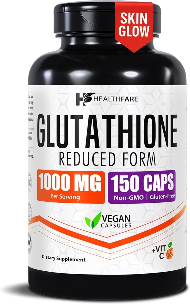 Συμπλήρωμα γλουταθιόνης Healthfare 1000mg  Υψηλής καθαρότητας κάψουλες Vegan 150 