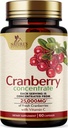 Cranberry Pills Συμπλήρωμα 25,000mg - Φρέσκο Cranberry Ισοδύναμο με Βιταμίνη C & E - Ουρολοίμωξη Υποστήριξη Υγείας, Χωρίς ζάχαρη Φόρμουλα, Φρούτα σε σκόνη - Μη ΓΤΟ, Εμφιαλωμένο στις ΗΠΑ - 60 Κάψουλες