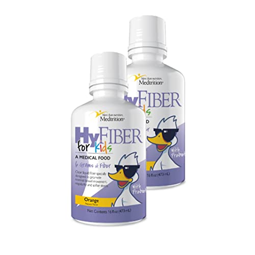 Medtrition HyFiber Liquid Fiber for Kids in Only One Tablespoon, Υποστηρίζει την κανονικότητα και πιο μαλακά εργαλεία, FOS Prebiotics for Gut Health, 6 Grams of Fiber, 32 σερβιέτες ανά φιάλη 16 Fl Oz (πακέτο του 2)